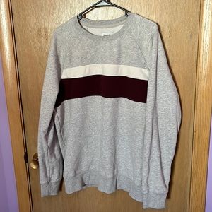 Grey with Maroon stripe pullover sweatshirt, size XL